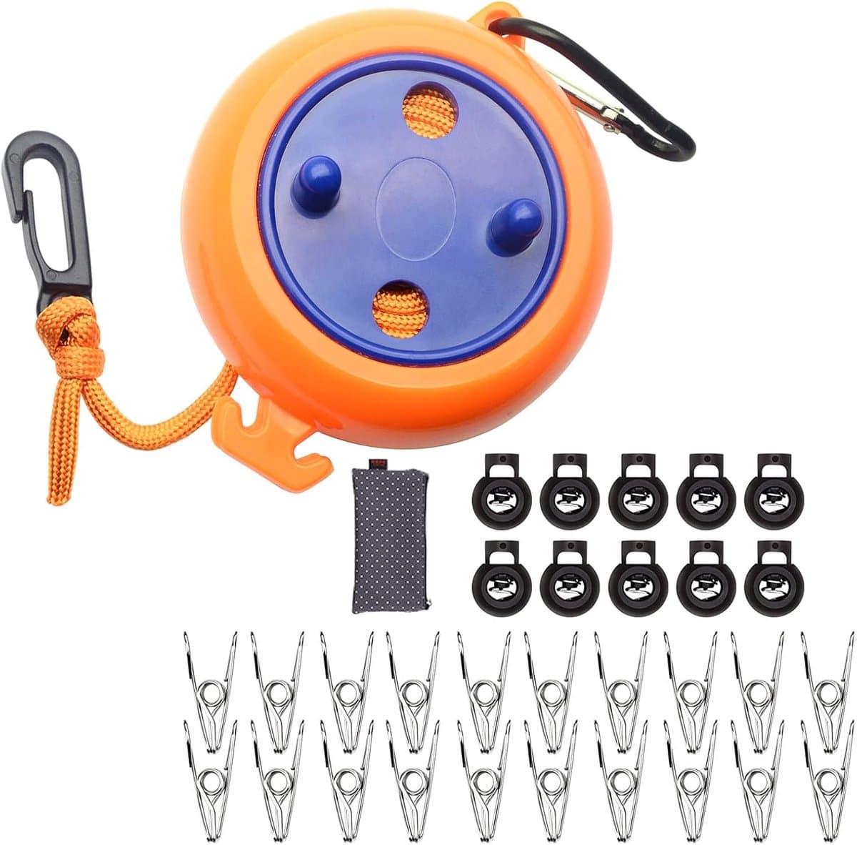 SnelShoppen - Camping Waslijn 8M - Draagbare Inklapbare Waslijn met Clips en Opbergtas - Stevige Nylon Touw voor Camping, Vakantie, Buiten en Binnenge — afbeelding 1