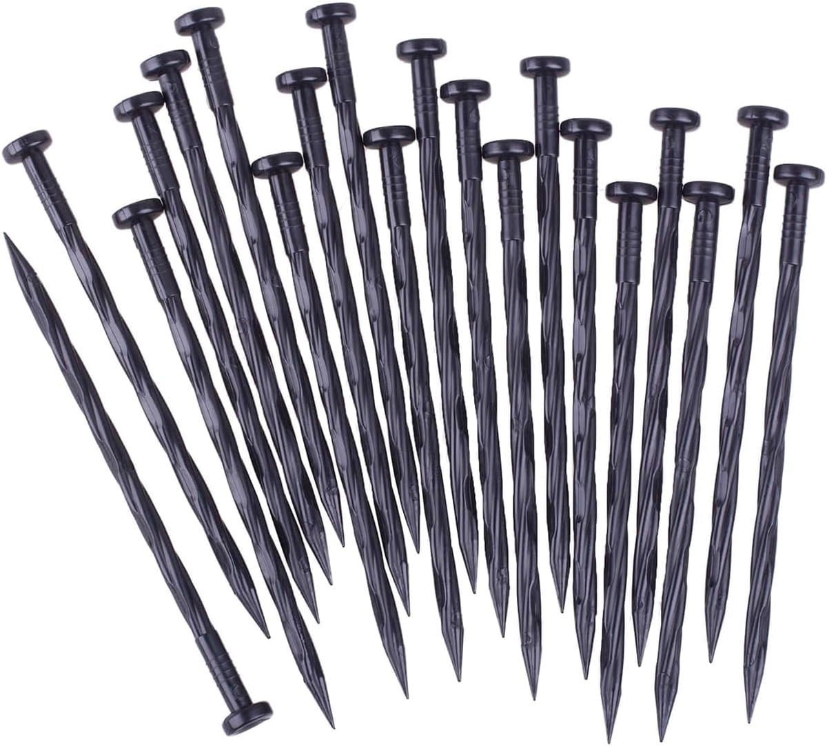 SnelShoppen - Grondankers Set van 20, Grondbeugels 20 cm Lang, Zwart, Kunststof Grondpinnen voor Tuin, Onkruiddoek, Tuinfleece, Terras, Camping — afbeelding 1