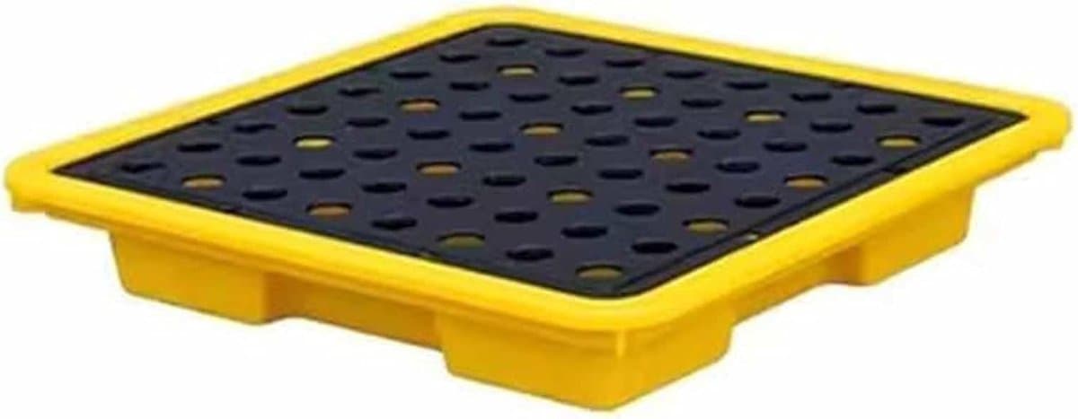 Industriële Opvangbak - Lekbak Pallet - Magazijn Opslag - Met Rooster - 2200lbs Draagvermogen - Geel Zwart — afbeelding 1