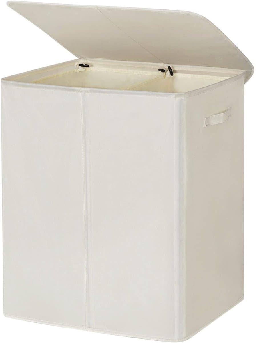 Ploutos® Wasmand 2 Vakken - 154L - Wasmand - Wassorteerder - Wit – 63cm x 37cm x 69cm — afbeelding 1