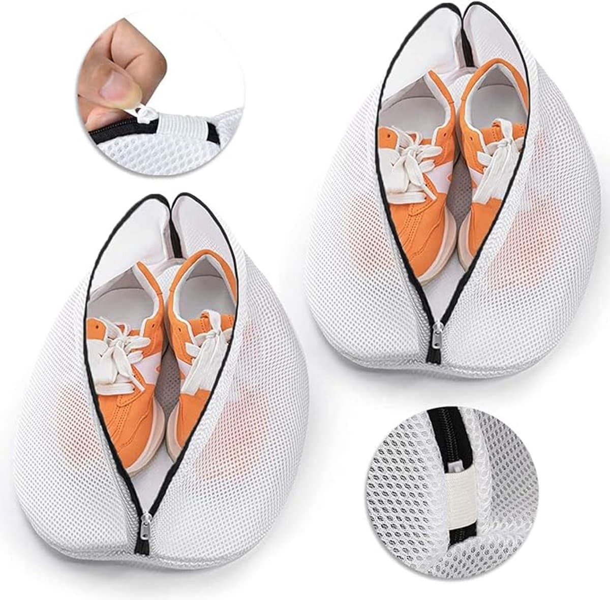 2 stuks-waszak- Schoenwaszak- waszakjes met rits-waszakken voor wasgoed-waszak schoenen-waszakken-waszak groot-wasnet-Waszak voor schoenen- Schoen Waszak Wasmachine-Beschermt Kleding-voor Sneakers en Tennisschoenen — afbeelding 1
