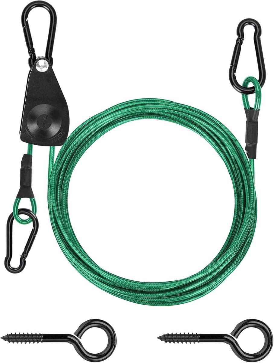TooTaci Intrekbare waslijn buiten, 5M draagbare waslijn - 5 mm PVC gecoate stalen waslijnkabel met zelfvergrendelende - ShopVlot — afbeelding 1