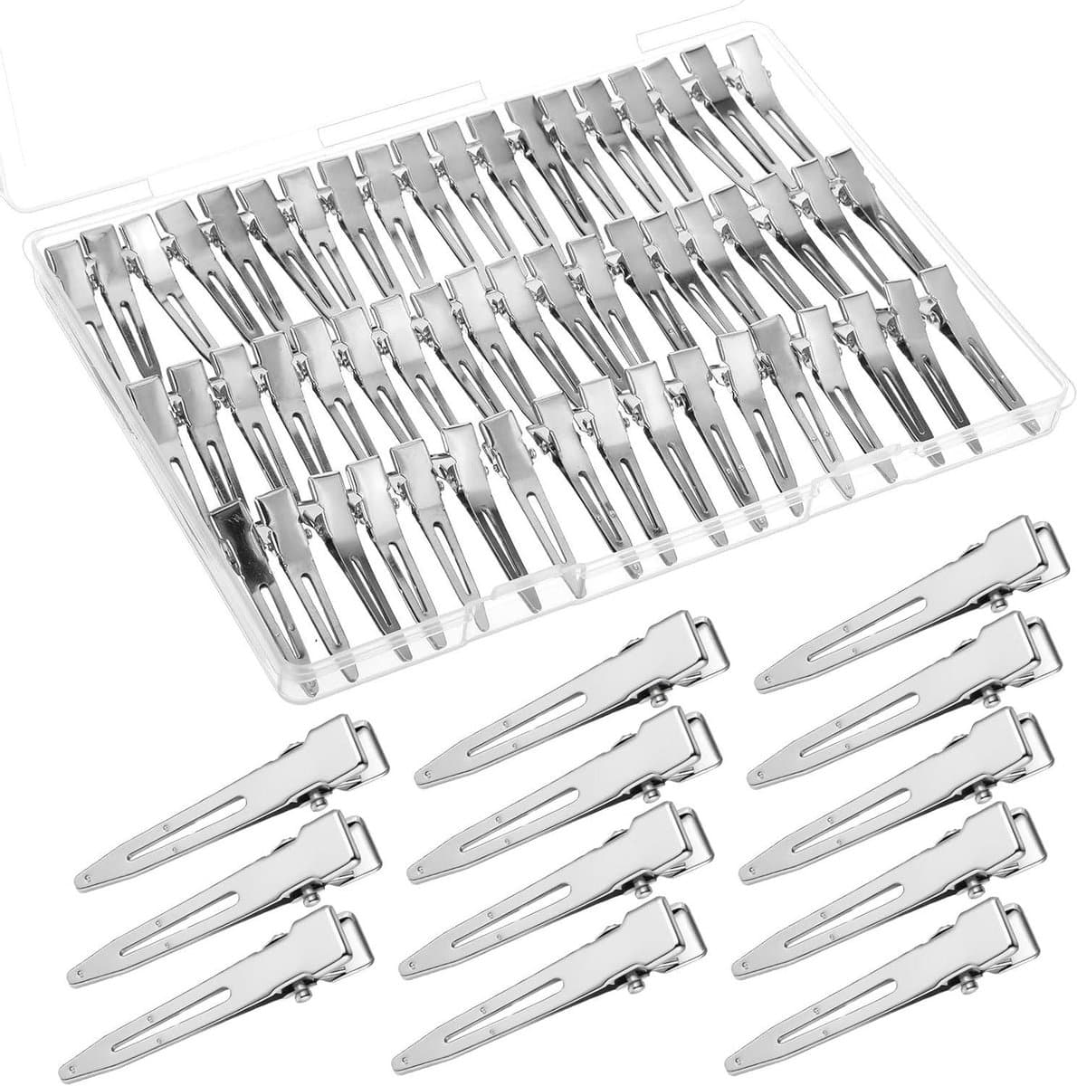 Haarclips Set - Krulspelden Klemmen - Haar Stylen - Gladde Enkele Punt - 100 Stuks - Zilver — afbeelding 1