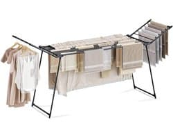 Dailygoods- Droogrek uittrekbaar - Inklapbaar - 25 m drooglengte - Stabiel wasrek van koolstofstaal - Ruimtebesparend - Belastbaar tot 30 kg