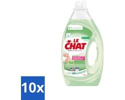 10 x Le Chat Eco-Sensitive - Vloeibaar Wasmiddel - Witte en Gekleurde Was - Aloë Vera & Groene Thee - 30 Wasbeurten - Eco-gevoelig Wasmiddel - Gevoelige Huid - Wasmiddel Gel - Duurzame Was - Wasmiddel Voor Gekleurde Was