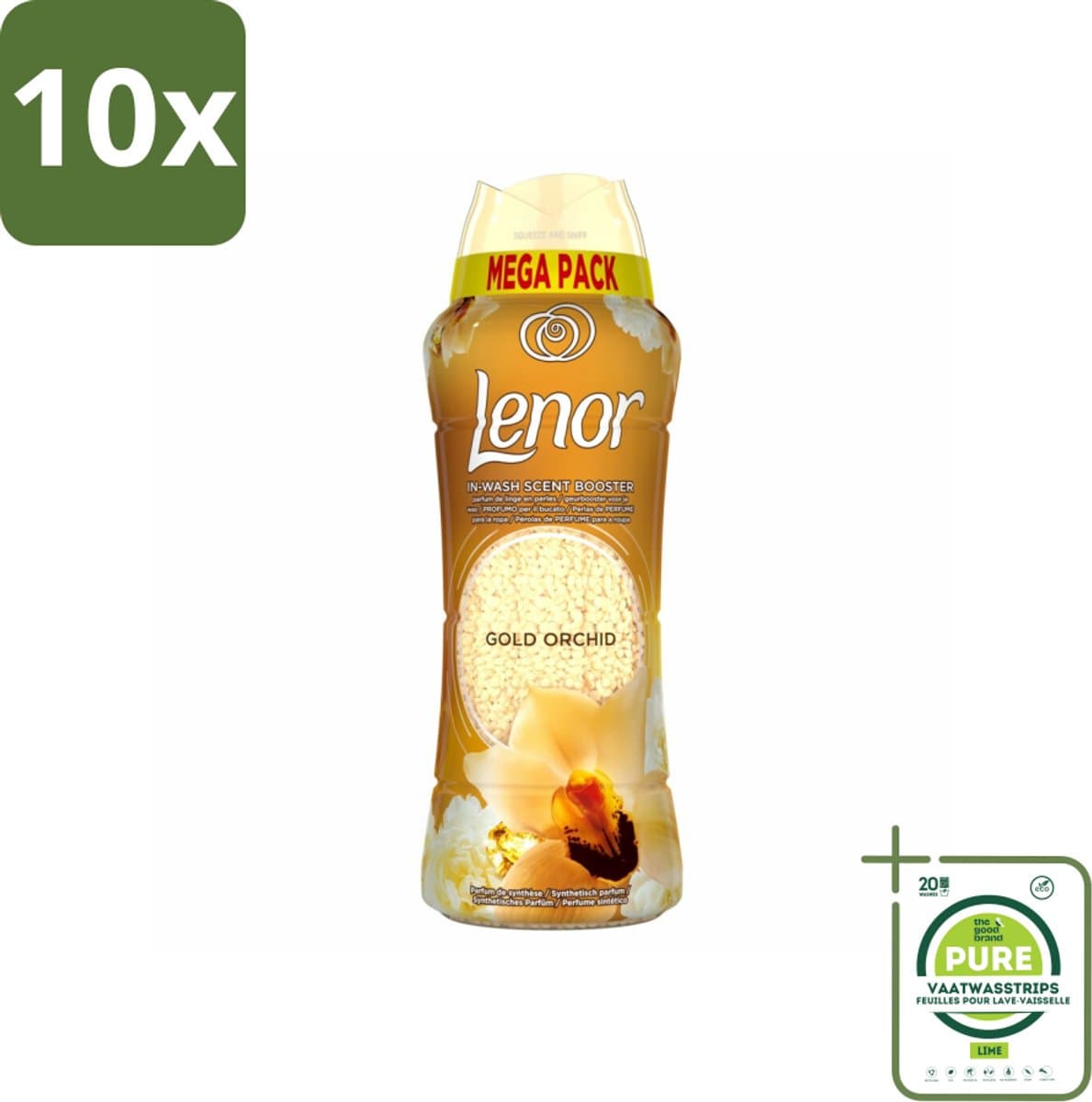 10 x Lenor – Geurparels – Gouden Orchidee – 570 g - Grootverpakking - Geurparel - Wasgeur - Orchidee - Vanille - Wasgeurparfum — afbeelding 1