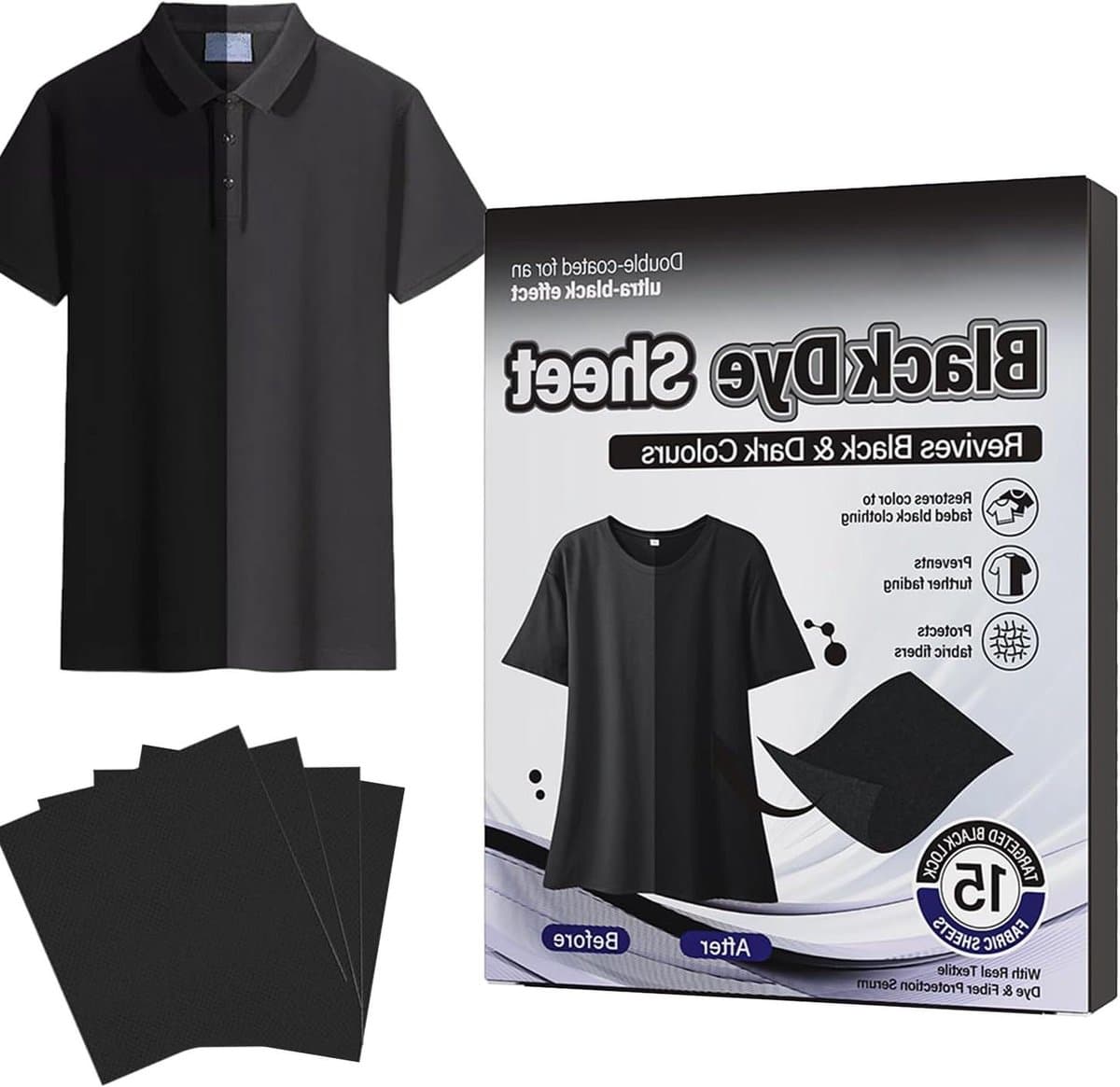 Zwarte Kledingverf - Textielverf Lakens - Kleding Opfrissen - Niet-vervagend - 15 stuks - Zwart — afbeelding 1