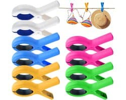 10 stuks handdoekklemmen voor strandstoelen - winddichte wasknijpers - kleurrijk
