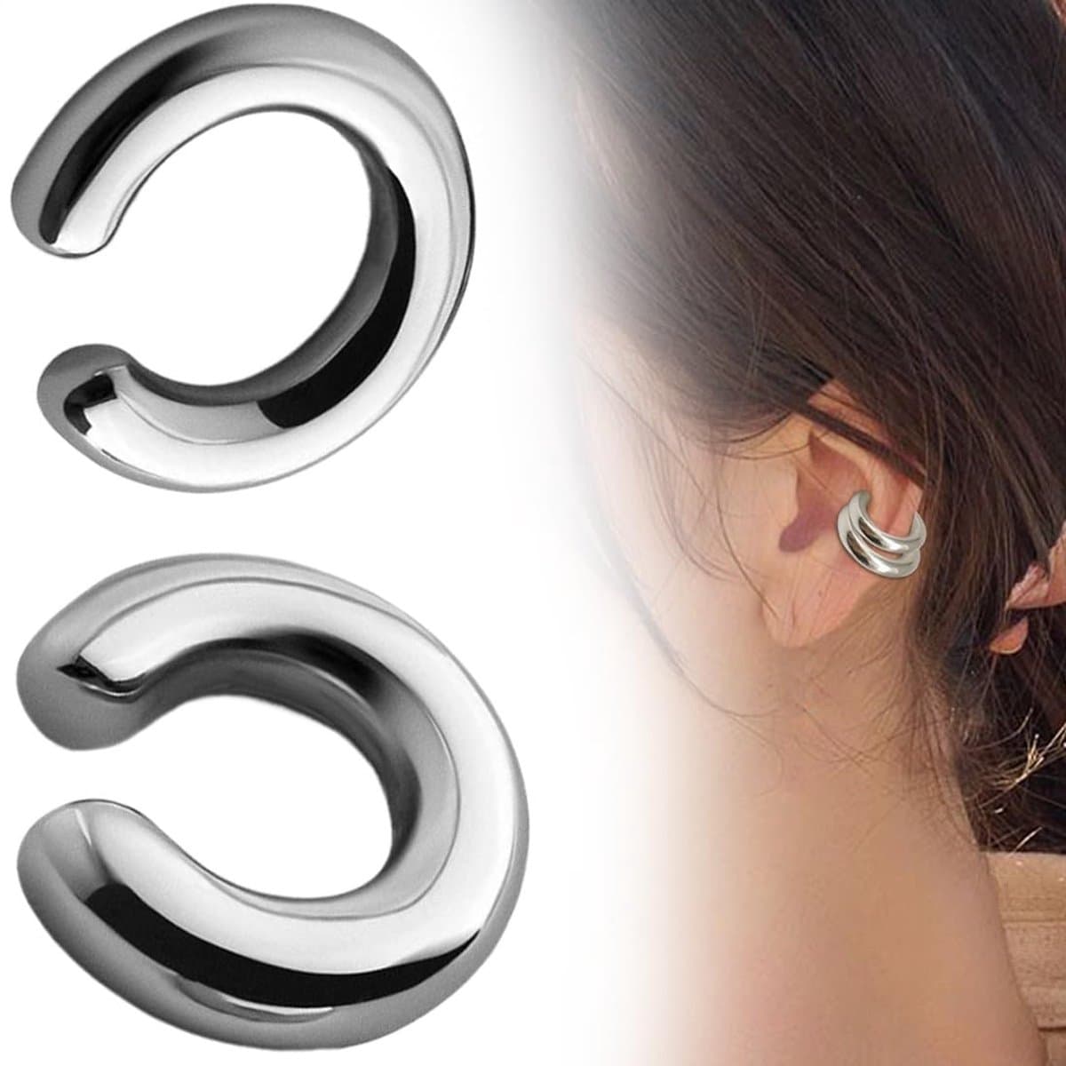 2 stuks oorcuff – oorbellen, geen piercing, zonder oorgat, hypoallergeen, cadeau voor dames en meisjes — afbeelding 1