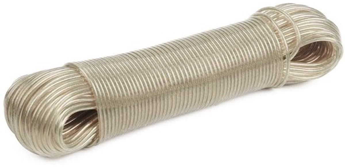 Dailygoods- Waslijn 50 Meter - UV-bestendig - Stabiele Staaldraad - Onderhoudsvriendelijk - Reiswaslijn - Transparant PVC - Wasdraad — afbeelding 1