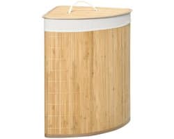 Damenzo - Wasmand - Wasmand met deksel - Wasmanden - Wasmand hoekmodel - Afneembare hoes - 55 Liter - 38X38X57 cm - Bamboe