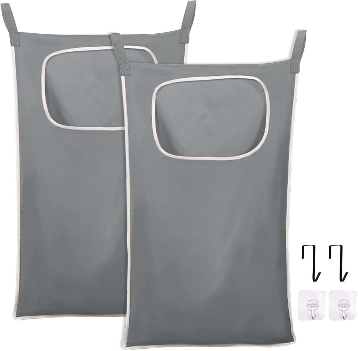 Wasnetjes met ritssluiting - Grijs - 80 x 49 cm - Waterafstotend Oxford Stof - Waszakken om Op te Hangen — afbeelding 1