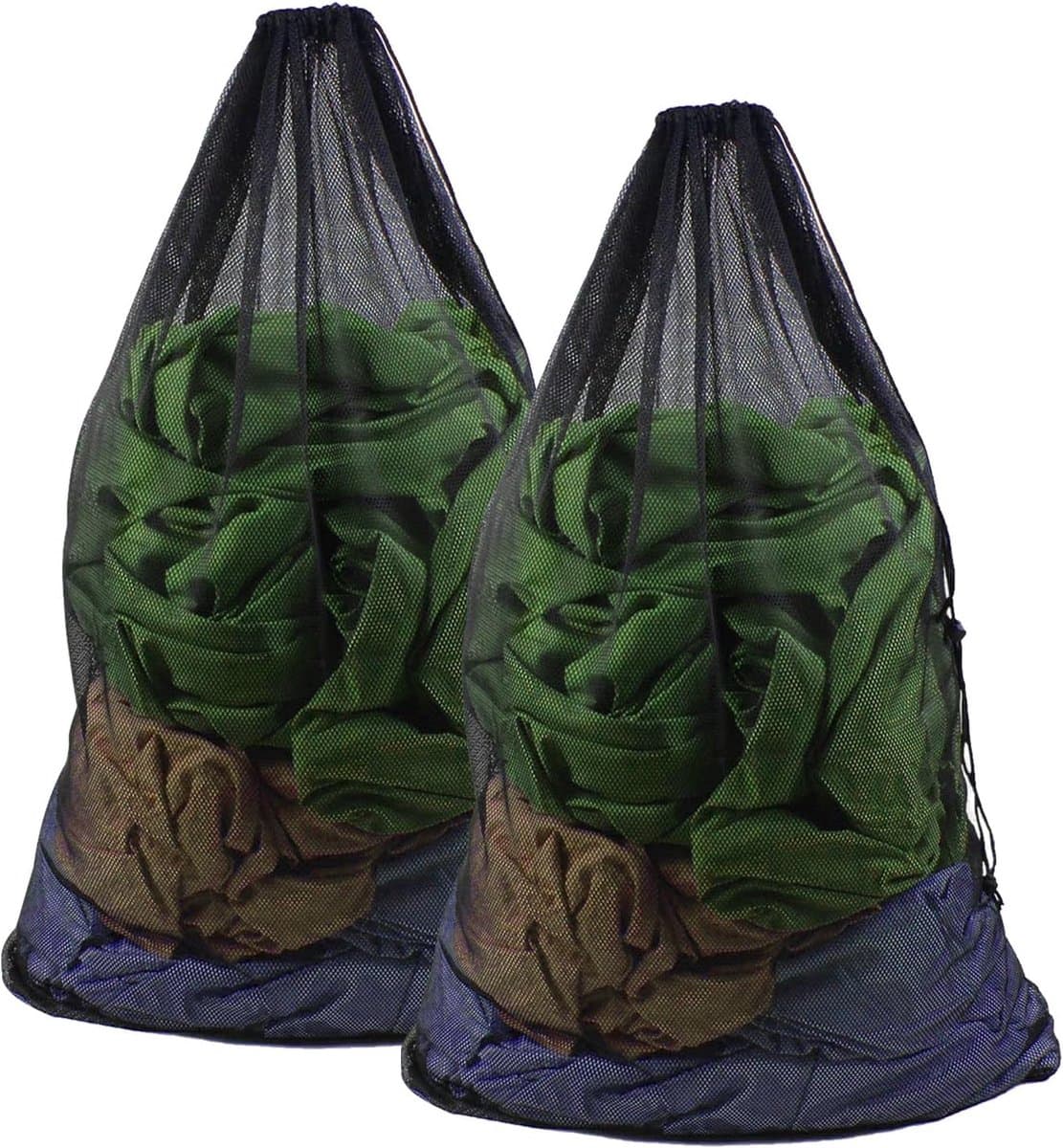 2 stuks wasnet voor wasmachine 60 x 90cm groot waszak wasbeutel met koordstopper herbruikbaar Laundry Bag wasbeutel voor kleding dekbedovertrekken (zwart) — afbeelding 1
