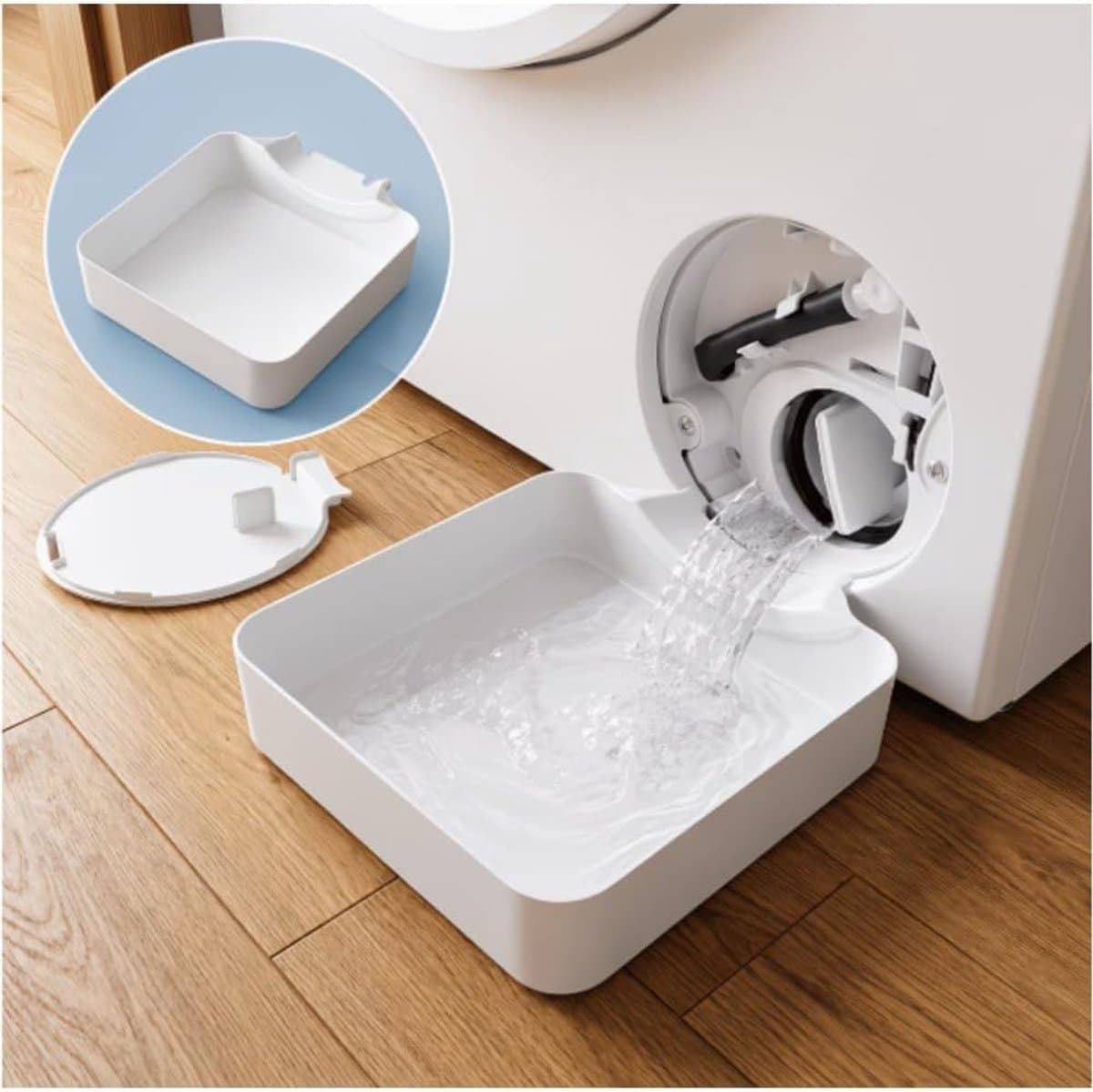 Lekbak wasmachine - Universele afvoerbak voor wasmachines met voorlader - Afvoerbak voor wasmachine - Lekbak voor Wasmachine en Vaatwasser - Opvangbak - Wasmachine opvangbak - Afvoerbak - Wateropvangbak voor kelder, woning, camper - Wit — afbeelding 1