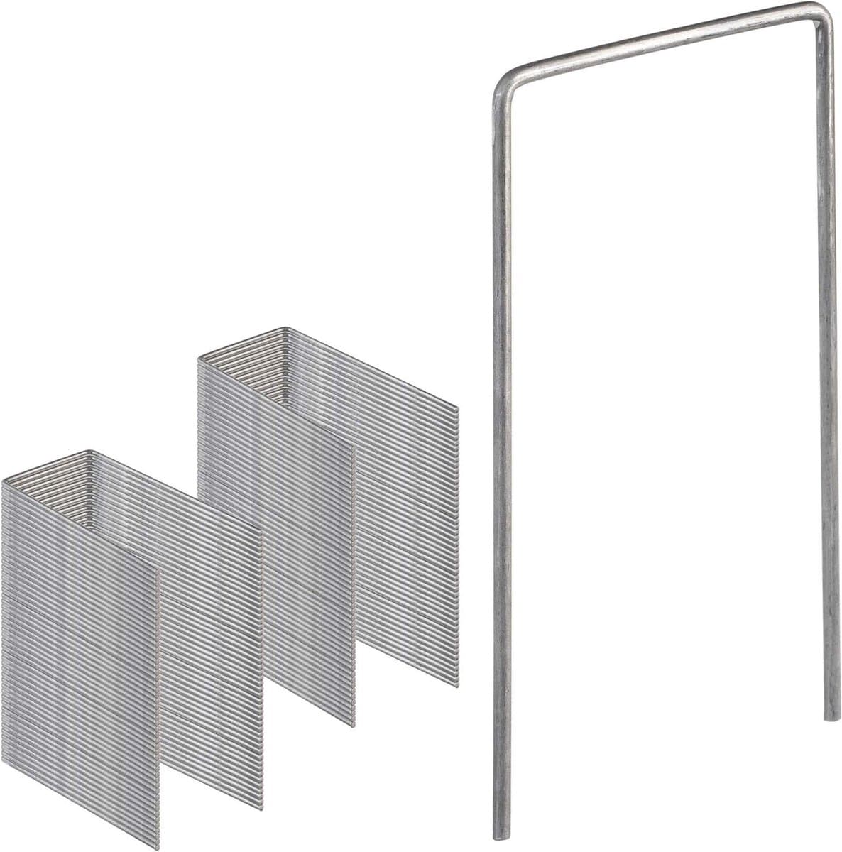 Grondankers Staal - Bevestigingsharingen Tuin - Worteldoek Bevestigen - U-vormige Stevige Haringen - 75 x 15 cm 100 stuks - Zilver — afbeelding 1