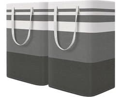 wasmand, 75 l x 2 cm, grote opbergmand, wasmand, vuile wasmand voor slaapkamer, badkamer, kinderkamer, reizen, 40 x 30 x 60 cm, grijs-wit