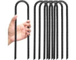 Set van 6 Grondankers voor Trampolines en Tenten, U-vormige Verzinkte Stalen Ankers, 30 cm Lang, Stormbestendig en Roestvrij, Ideaal voor Camping en Tuingebruik