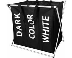 Wasmand 3 Vakken – 60x35x55 cm – Opvouwbare Wassorteerder – Donker / Licht / Kleur – Met Handvat – Waterdicht – Sfree