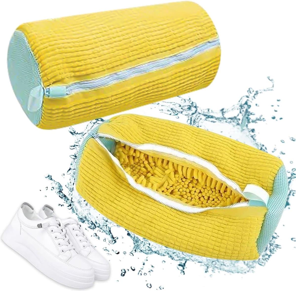 Schoenwaszakken, 2 stuks herbruikbare schoenwaszakken, schoenwaszak, wasmachine, waszak Schoenen, schoenwaszak, waszak, wasnet met borstels, voor wasmachine — afbeelding 1