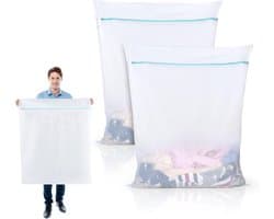Famanu - Waszakken Groot 90 x 110 cm 2 Stuks Mesh Waszakjes XXL Wasmachine Tas Wasnetten met Rits voor Jas Jurk Beddengoed Deken Laken Quilt Tapijt Gordijnen Donsjack Reisorganisator