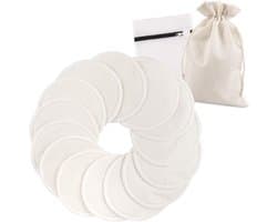 Allecto Plus - Wasbare bamboe voedingsinzetstukken (14 stuks) | herbruikbare borstkussens | absorberend en hypoallergeen | incl. waszak en opbergzak