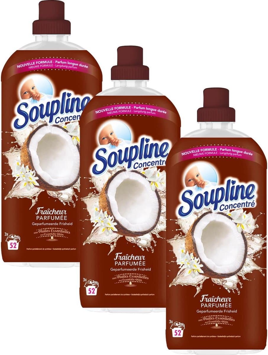 Soupline Geparfumeerde Frisheid Witte Bloemen & Kokosnoot Wasverzachter 3 x 52 wasbeurten - Voordeelverpakking — afbeelding 1