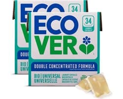Ecover Universal - Waspods - 2 x 34 stuks - 3-in-1 werking - Dubbel geconcentreerde formule - Plantaardig & Biologisch afbreekbaar