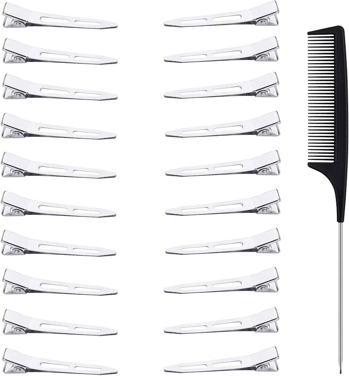 20 Stuks Professionele Haarspeldjes Zonder Plastic Kappersclips Metaal — afbeelding 1