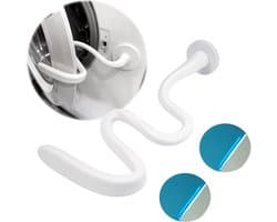 Wasmachine deurhouder - Universele - Inclusief 2 Metalen Plaatjes - Magnetische Deursteun geschikt voor Alle Wasmachines & Drogers - met 4,3 cm Magneetvoet - Magnetische deurbeugel - Verstelbaar - Schimmel & Geurtjes - Flexibel Rubber - Wit