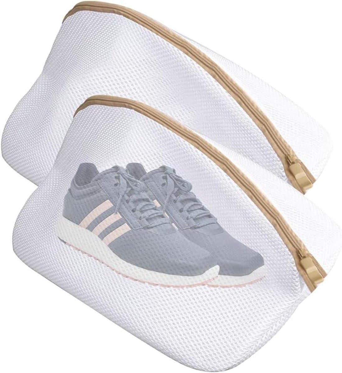 Allecta - Waszakken voor schoenen (2 stuks) - Herbruikbaar wasnet voor schoenen wassen - Ritssluiting, wasmachine bestendig. — afbeelding 1
