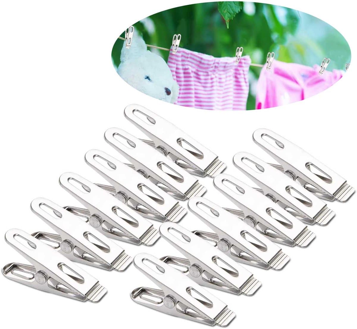 Wasknijpers - wasknijpers klein - Knijpers - handdoekclips - 50 stuks - Handdoekknijpers - sokken clips - sokkenclips - wasknijpers rvs - rvs wasknijpers - 5*1*2CM - Zilver — afbeelding 1