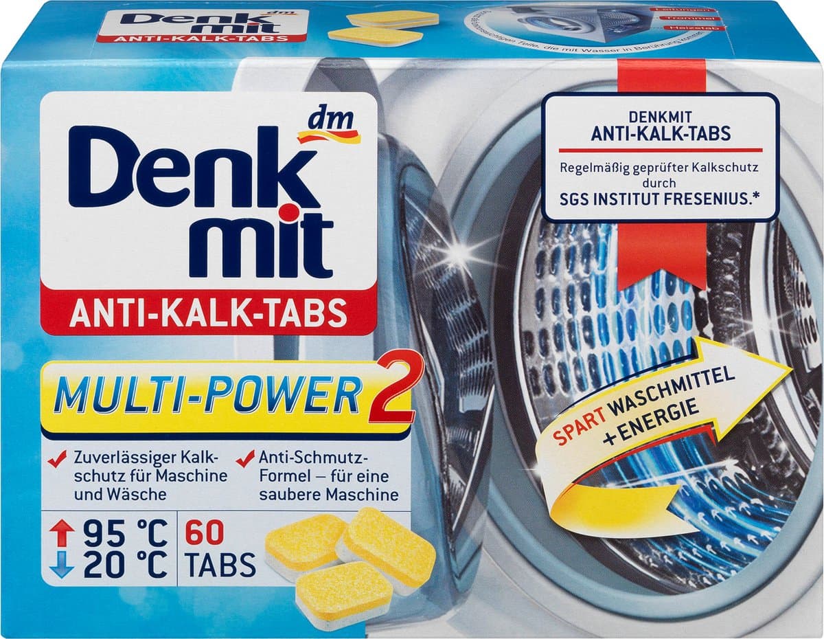 Denkmit Wasmachine Reiniger Tabs Anti-Kalking, 60 stuks — afbeelding 1