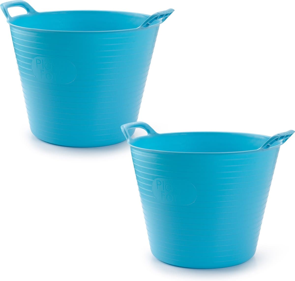 Plasticforte Flexibele emmer/kuip - 2x stuks - blauw - 42 liter - ECO kunststof - rond - 38 x 45 cm — afbeelding 1