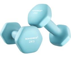 Dumbbell set van 2 - 2x2 kg - totaal 4 kg - turquoise met neopreen coating