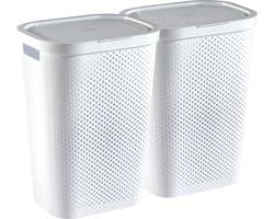 Curver Infinity Recycled Wasmand met deksel - 60L - 2 stuks - Wit