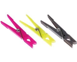 120x Stuks wasknijpers grijs, lime groen en roze 7,5 cm van kunststof - Was ophangen - Was knijpers