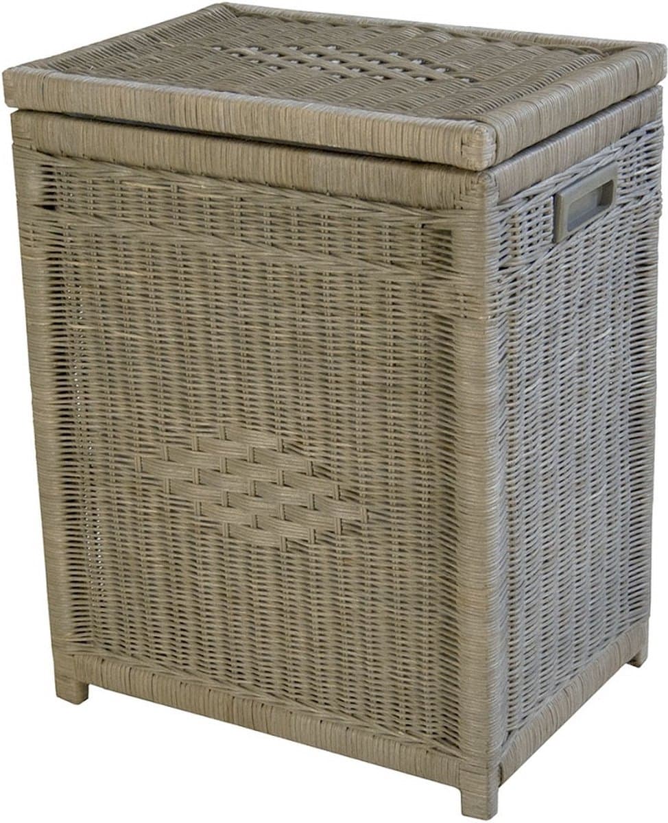 Rotan Wasmand Rechthoek in Grijs pitriet 50x35x65 — afbeelding 1