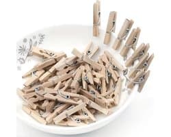 CHPN - Mini wasknijpertjes - Kleine wasknijpers - 2CM - Houten knijpers - Knijpers om kaarten op te hangen - 40 stuks