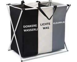 Wasmand 3 Vakken - Wassorteerder - Wasmand - Wasmand Voor Vuile Kleren - Inklapbare Mand