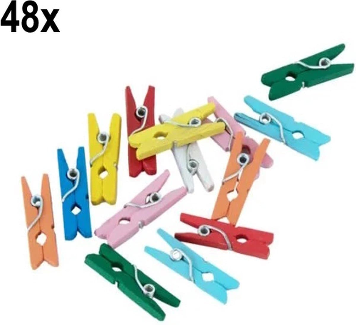 48x Mini Houten Knijpers Gemixt — afbeelding 1