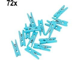72x Mini Houten Knijpers Licht Blauw