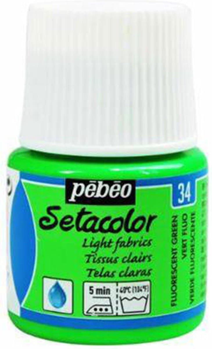 Pébéo Setacolor Fluoriserend Groene Textielverf - 45ml textielverf voor lichte stoffen — afbeelding 1