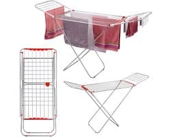 KADAX Wasrek, uittrekbaar, binnen en buiten, staand droogrek met vleugels, met 18 m drooglengte, tuin, balkon, terras, huis, inklapbaar, aluminium, stabiel, licht — afbeelding 1