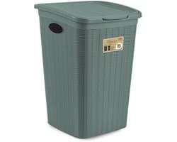Wasmand met deksel 'Elegance' - 50 Liter - Met ventilatie - 100% Gerecycled kunststof - Groen — afbeelding 1