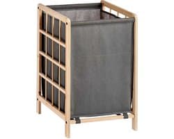 Kipit Wasmand Woodbox - met opvang waszak - 50 liter compartiment - 40 x 33 x 60 cm