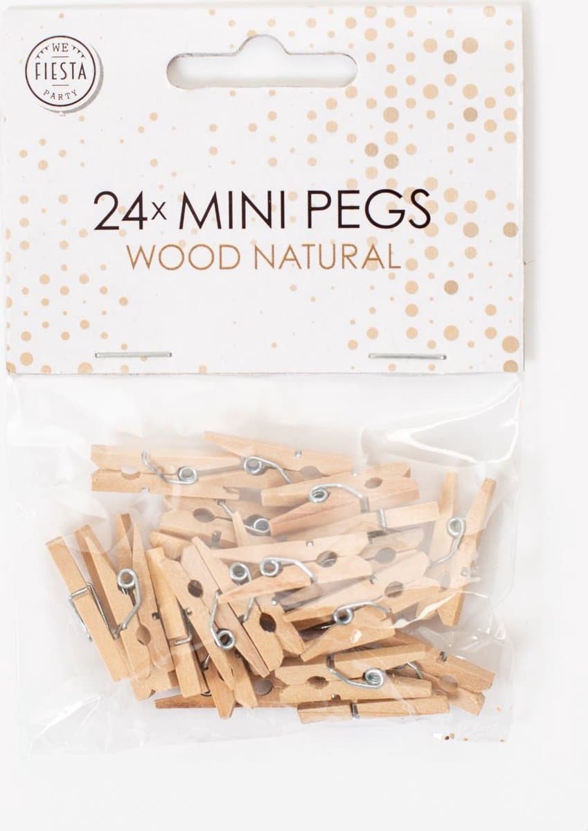48 Mini houten knijpers Naturel Hout - Feest Thema Polaroid Foto Ophangen Klein Knijper — afbeelding 1