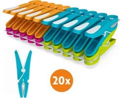 LaundrySpecialist Wasknijpers soft grip - 20 stuks - extra lang en stevig - wasknijpers plastic - wasknijpers kunststof - knijpers plastic - Made in EU — afbeelding 1