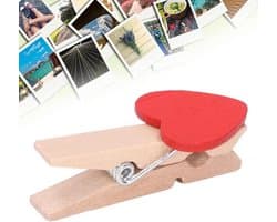 Hart houten wasknijpers rood hart ontwerp houten clips, 50 stuks, mini decoratieve wasknijpers voor doe-het-zelf maken, feestrekwisieten, fotoclipslogmateriaal, 6,5 cm