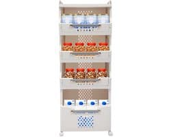 4-laags wasmand – Voor woonkamer en badkamer – met 360° draaibare functie, stille wielen en opvouwbaar kledingopbergrek – metaal/kunststof – wit — afbeelding 1