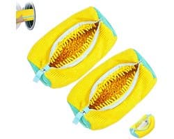 2 stuks - Schoen waszak - Schoenwaszak - Schoenwaszak voor Wasmachine - Schoenentas - geschikt voor wasmachine en droger - geel - Herbruikbaar - 39*19 cm - 360° rondom reiniging